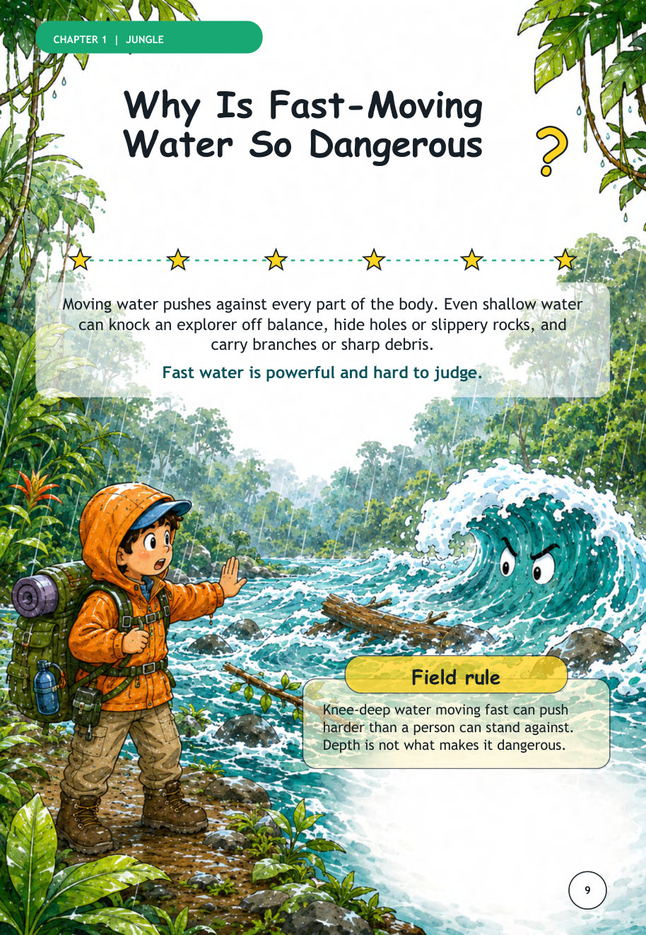 Sample spread: Why is fast-moving water so dangerous?
